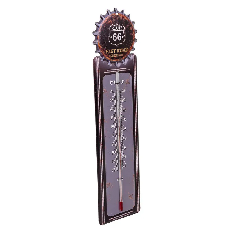 Termometro de pared de metal negro 47,5x15x1 - Jardín