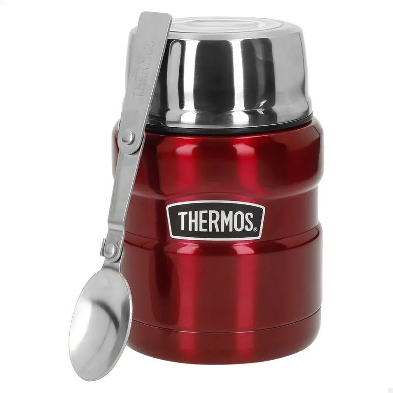 Thermos Termo comida 470 ml acero inoxidable rojo con cuchara plegable - Cocina