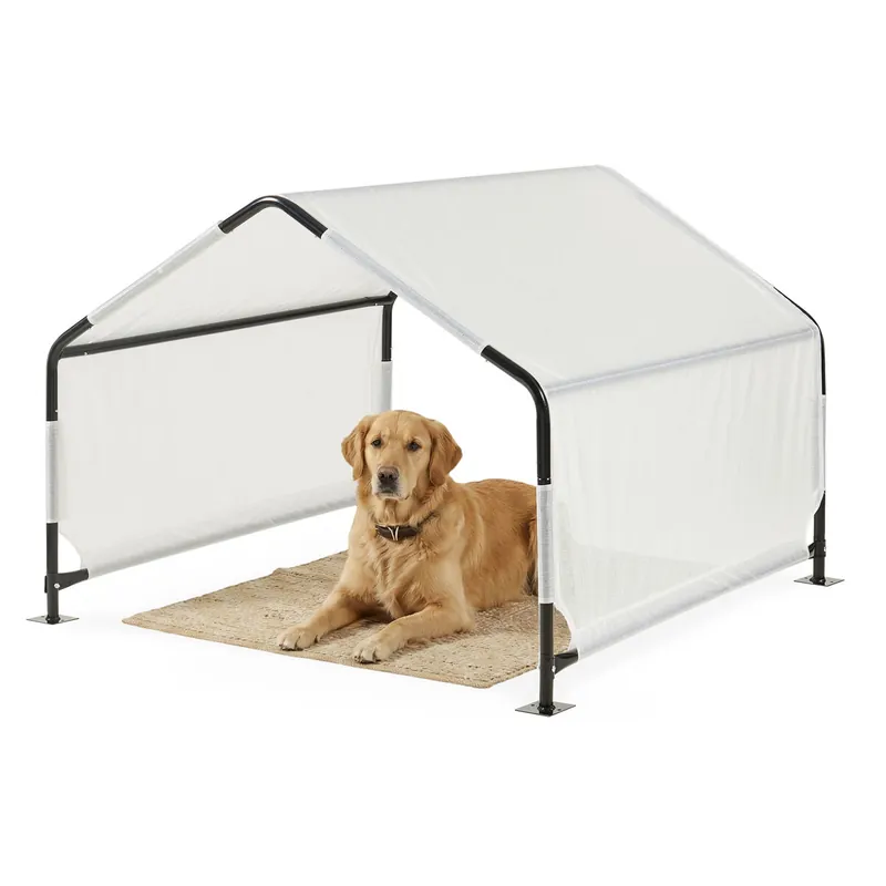 Tienda de campaña para perros Valevali acero plástico 122x122x90cm - Negro/Blanco [en.casa]
