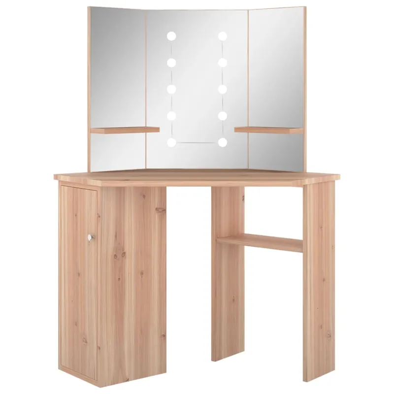 vidaXL Tocador de esquina con LED negro 111x54x141,5 cm - Muebles