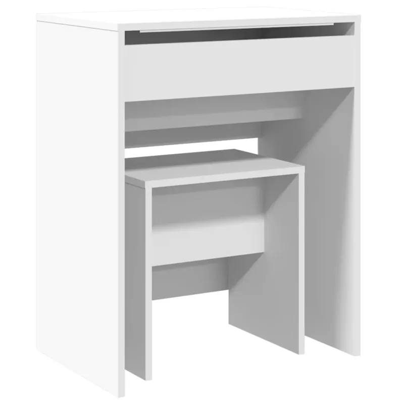 Tocador - Tocador de Maquillaje - Mesa de tocador con taburete blanco 60x40x113,5 cm