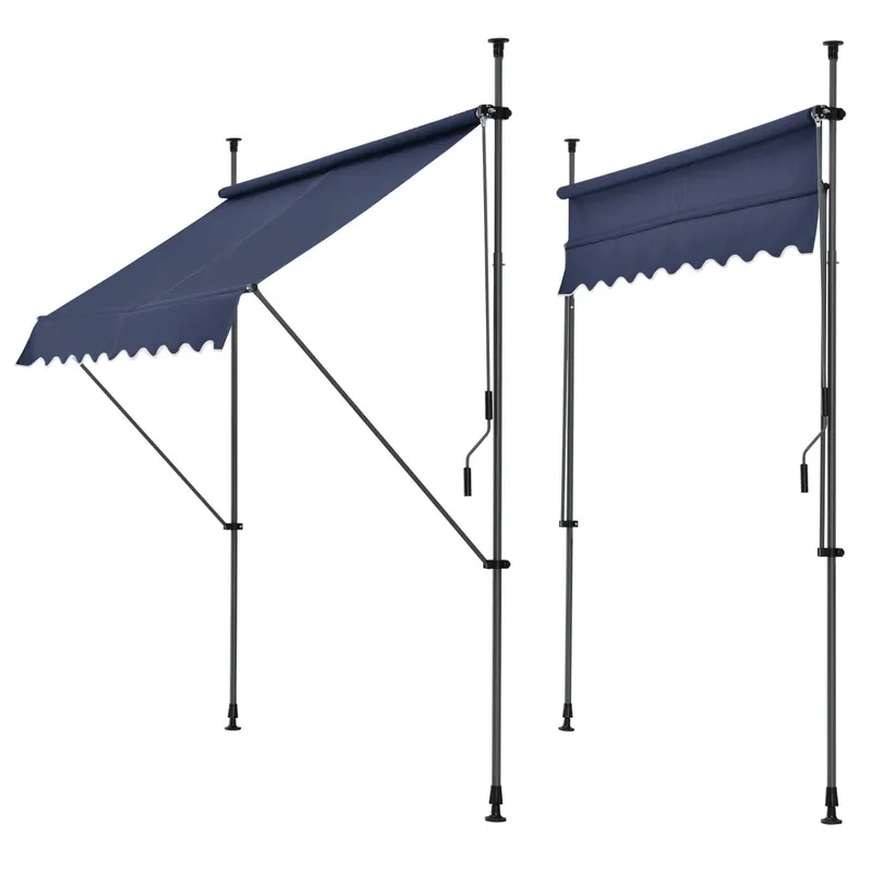 Toldo articulado barras telescópicas 200 x 120 x 220-309 cm Azul oscuro [pro.tec]