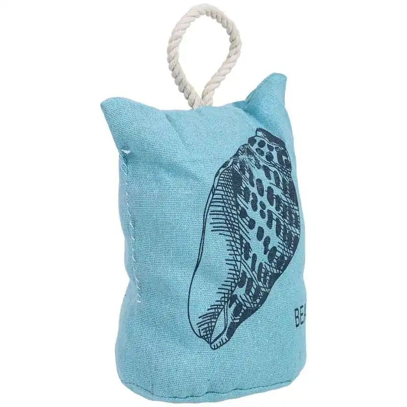 Tope de puerta de algodón con caracola azul 12x12x25cm - Decoración