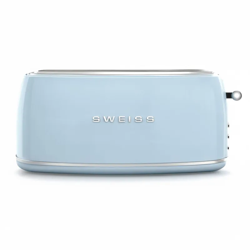Tostadora vintage SWEISS GRV6 para baguettes con ranura extra ancha y potencia regulable, azul - Electrodomésticos