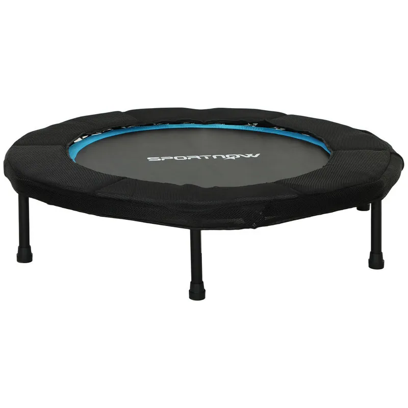 SPORTNOW Trampolín de Fitness Plegable Ø102 cm Cama Elástica con Marco de Acero Antideslizantes para Entrenamiento Piernas Cuerpo en Hogar Oficina Gimnasio Azul - Deporte