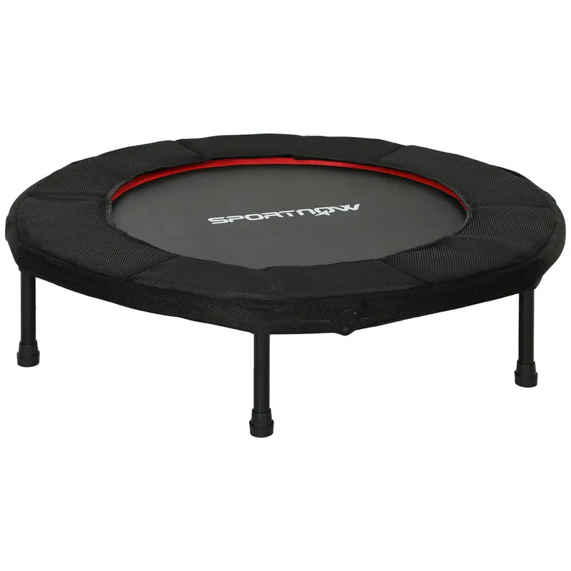 SPORTNOW Trampolín de Fitness Plegable Ø102 cm Cama Elástica con Marco de Acero Antideslizantes para Entrenamiento Piernas Cuerpo en Hogar Oficina Gimnasio Rojo - Deporte