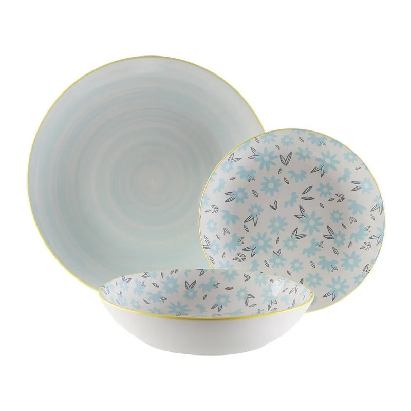 Vajilla Versa BREEZE Azul Porcelana 18 Piezas - Cocina