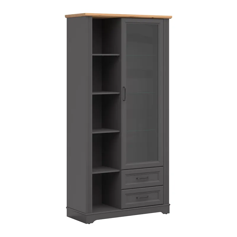 Vajillero 1 puerta y 2 cajones Charlie Gris Antracita - Muebles