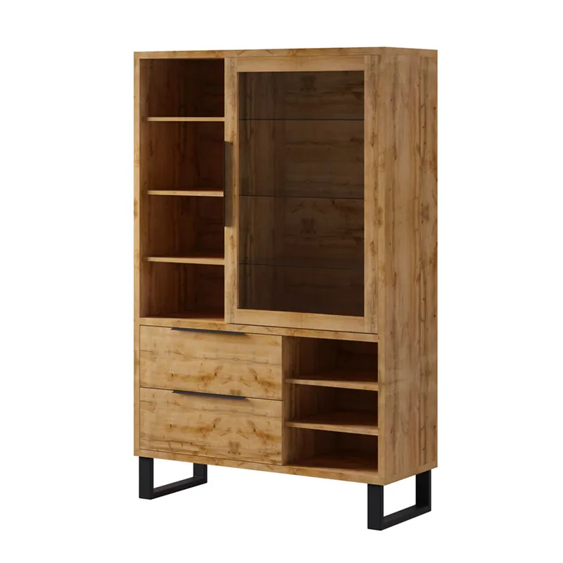 Vajillero 1 puerta y 2 cajones Eden Madera y Metal - Muebles