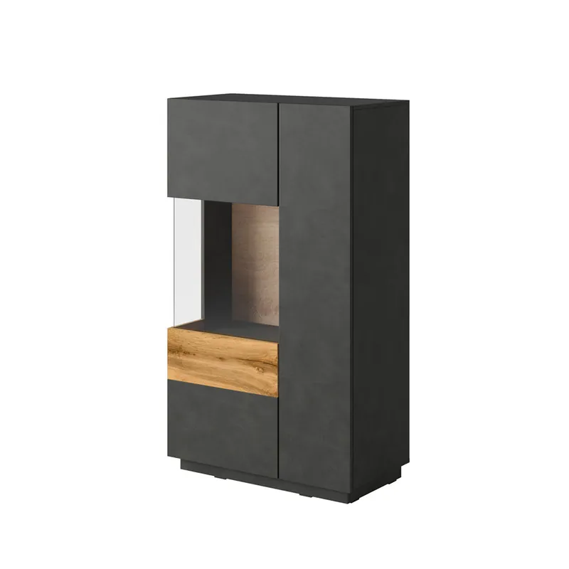 Vajillero 2 puertas apertura por la izquierda Andrea Gris antracita y Madera - Muebles