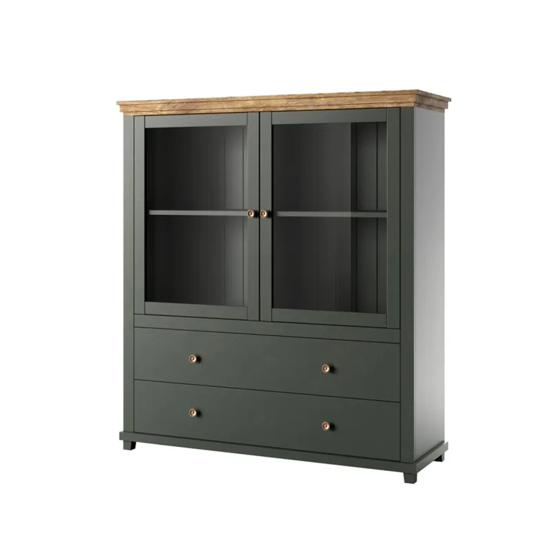 Vajillero 2 puertas y 2 cajones Martin Verde y Madera - Muebles