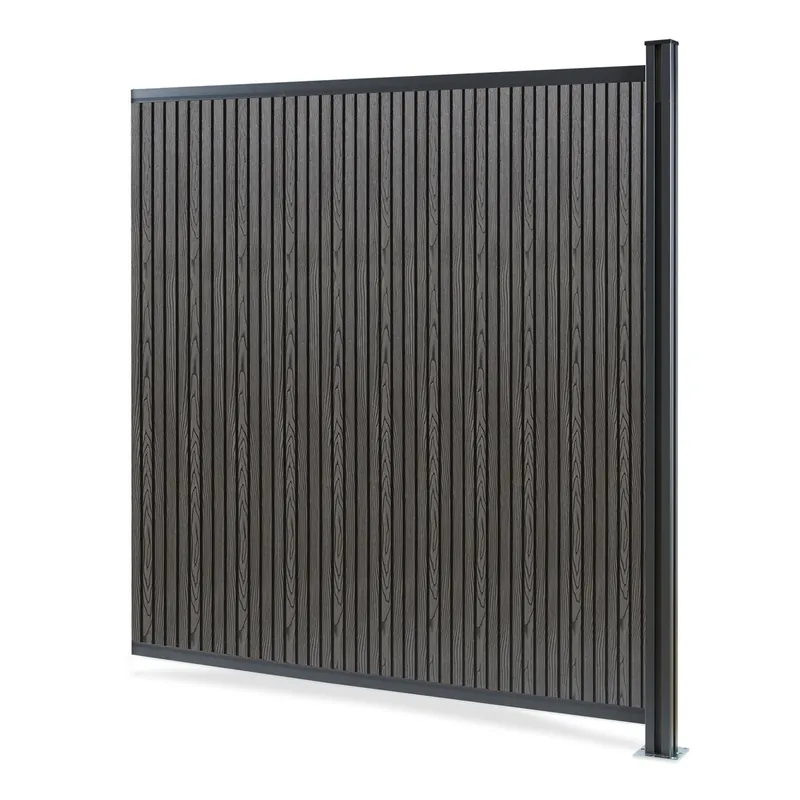 Valla jardin exterior Grassano con 1 poste Aluminio WPC 180x175cm - Gris NEU.HOLZ