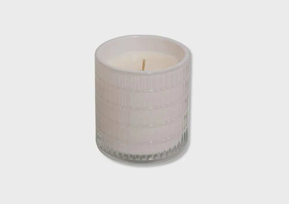 Vela vaso perfumada relieve WHITE PEARL 9x8cm - Decoración