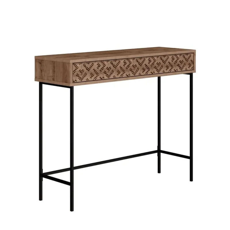 Recibidor Heaton cajón doble roble/negro 90x110x35,6 cm - Muebles