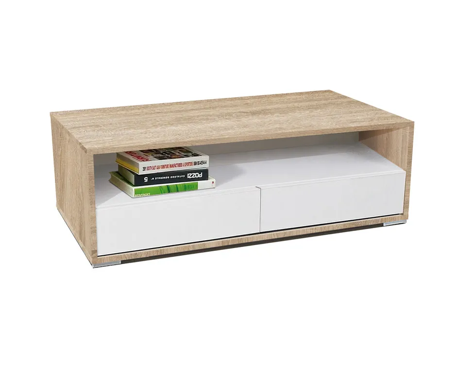 Venprodin | Mesa Centro 2 Cajones 41X103X51Cm Cambrian Blanco - Muebles