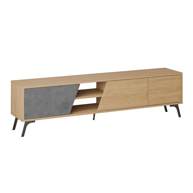 Venprodin - Mueble Tv Fiona 180 cm Roble - Gris