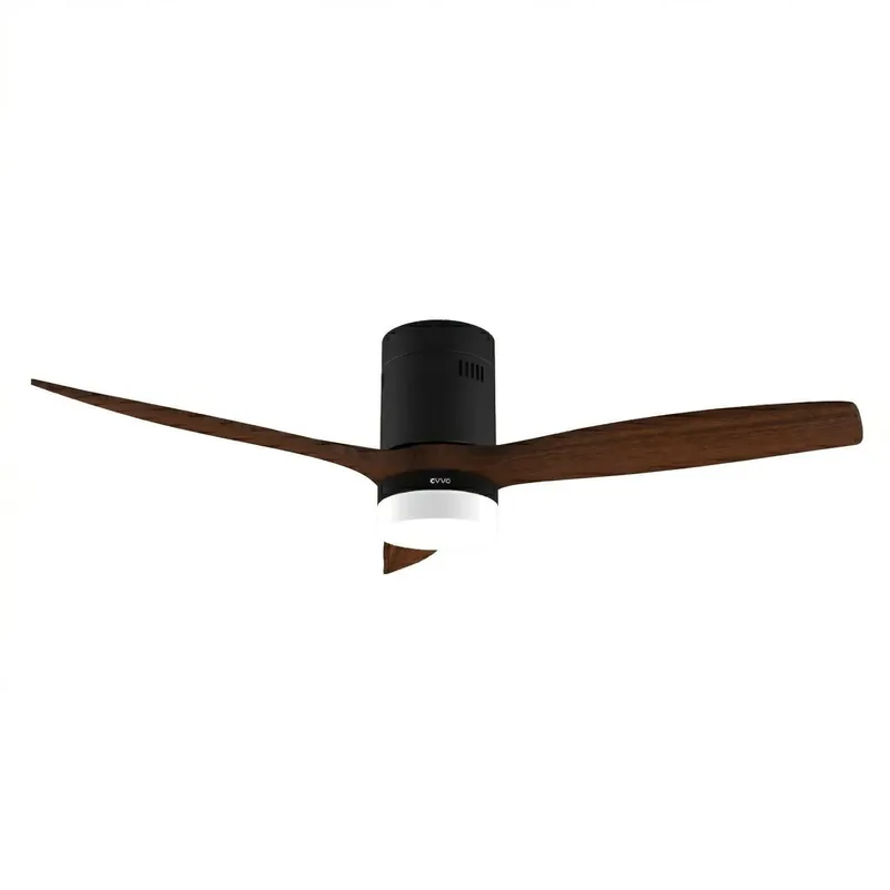 Ventilador de Techo EVVO V552 Dark Wood – 132 cm, 3 Aspas Madera Oscura, LED 18W 3 Tonos, 6 Velocidades, Temporizador 1-8h, Modo Invierno/Verano, Mando, Motor DC 40W, Kit Incluido