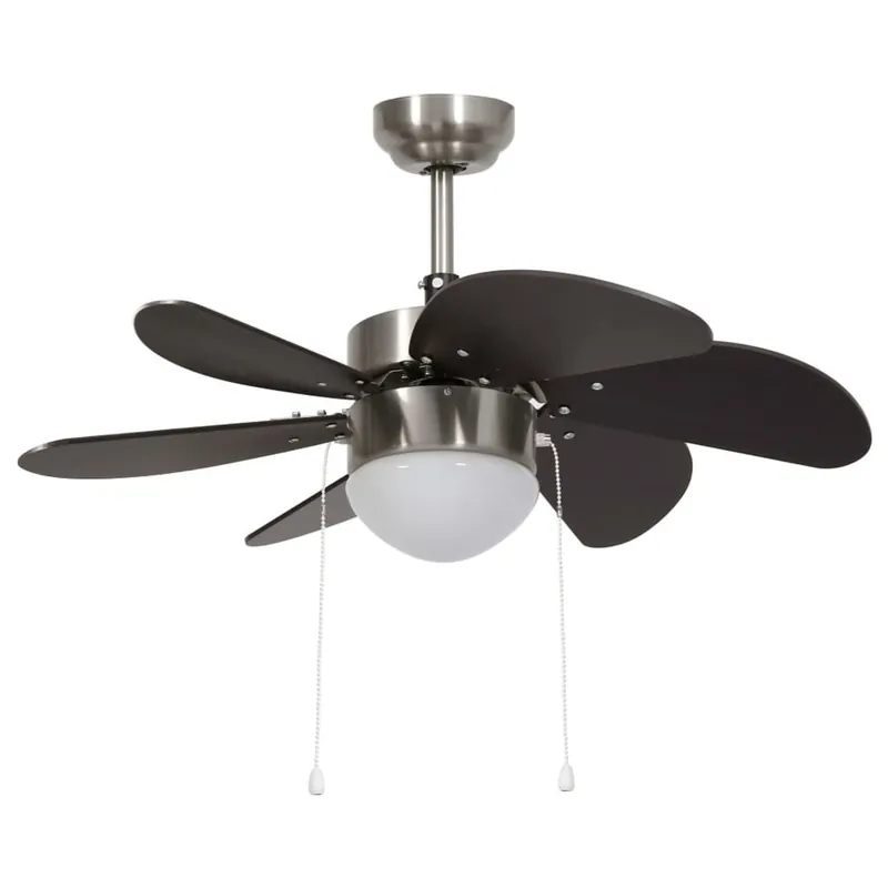 Ventilador de techo VidaXL 39W con lámpara marrón oscuro Ø76 cm - Electrodomésticos