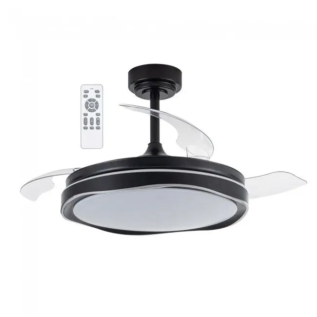 Ventilador LED aspas plegables Goan Negro CCT Dim (72W) Acero - PC Moderno
