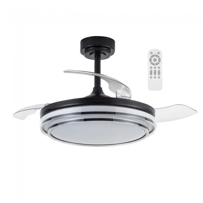 Ventilador LED aspas plegables Mesina Negro CCT Dim 72W marca Wonderlamp - Electrodomésticos