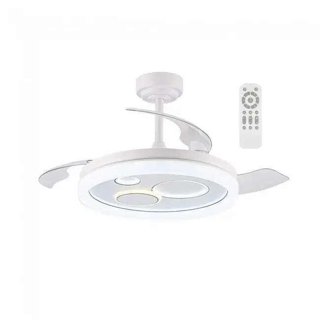Ventilador LED aspas retráctiles Raina Blanco CCT Dim 50W marca Wonderlamp - Electrodomésticos