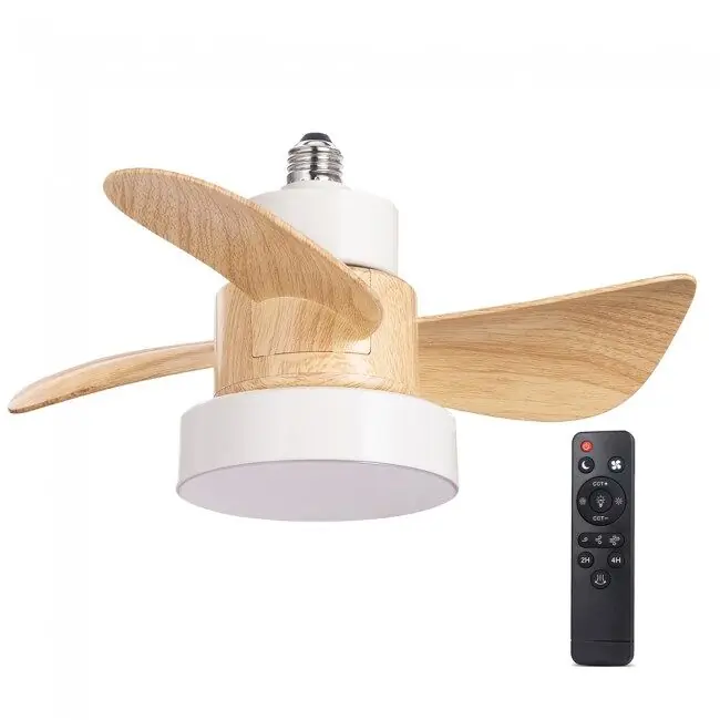 Ventilador LED rosca E27 Debu +Madera CCT Dim (15W) marca Wonderlamp - Electrodomésticos