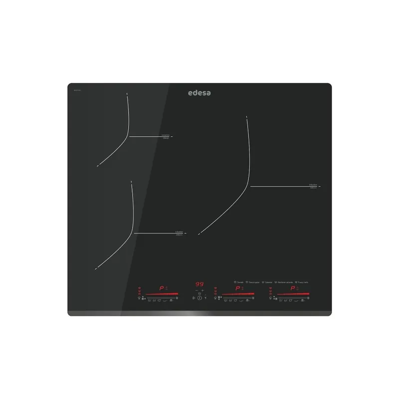Vitrocerámica Edesa EIM6330 B/A 7000W 3 fuegos 9 potencias negro 59 cm - Electrodomésticos