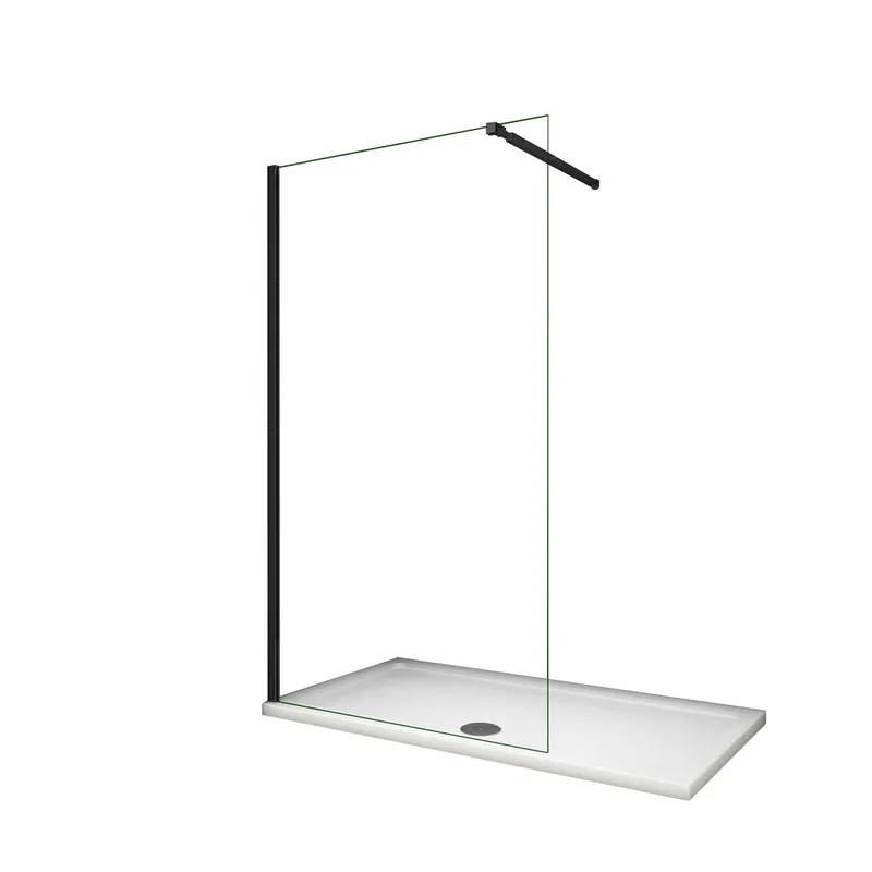 Mampara de ducha fija Vidrio Antical de 8mm con Barra ajustable 73-120cm Perfil Negro Mate Tamaño (48-50)x200cm