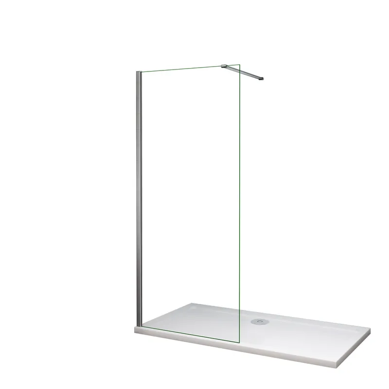 Mampara de ducha fija Panel Pantalla Fija Vidrio Antical de 8mm con Barra de 140cm Tamaño (48-50)x200cm