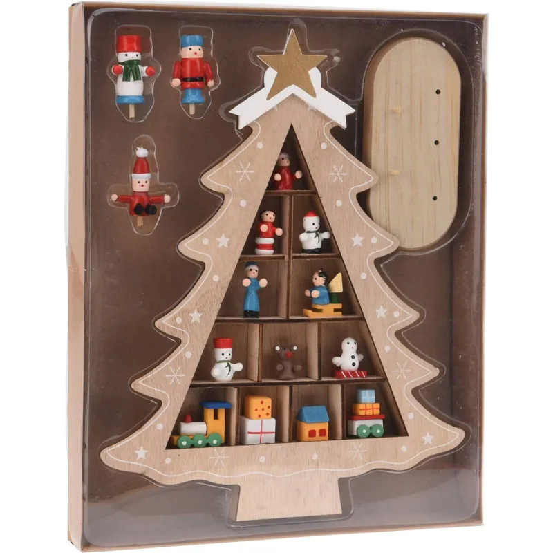 Well Home Árbol de madera con Decoración Colgante en color Natural H. 30,5cm