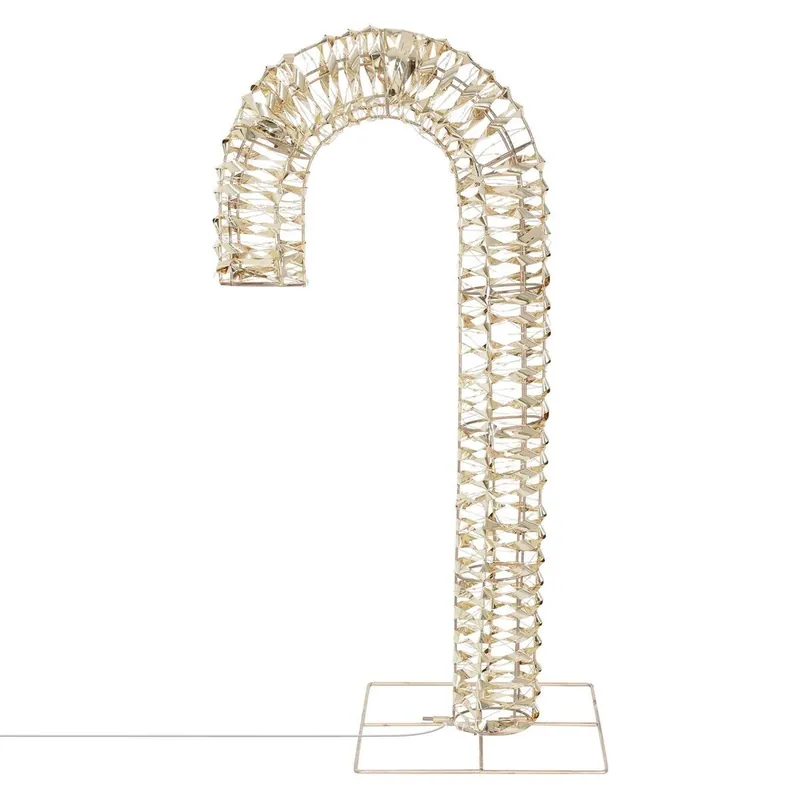Well Home Bastón de caramelo Luminoso de marco Dorado con 400 micro LED 75x10x34cm - Decoración