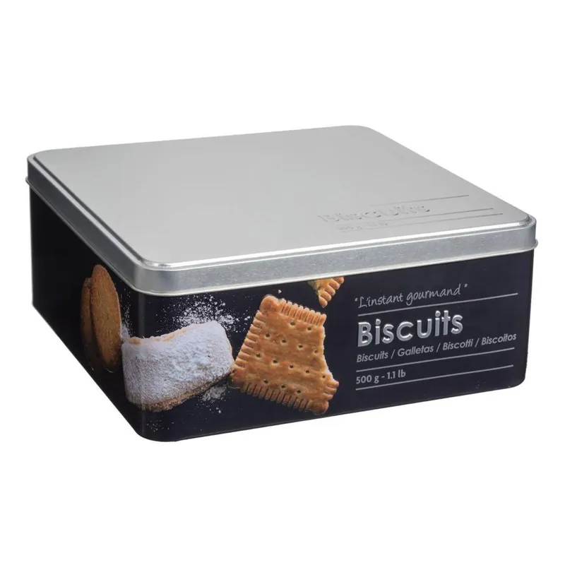 Well Home Caja para galletas de metal en relieve Black Edition - Cocina