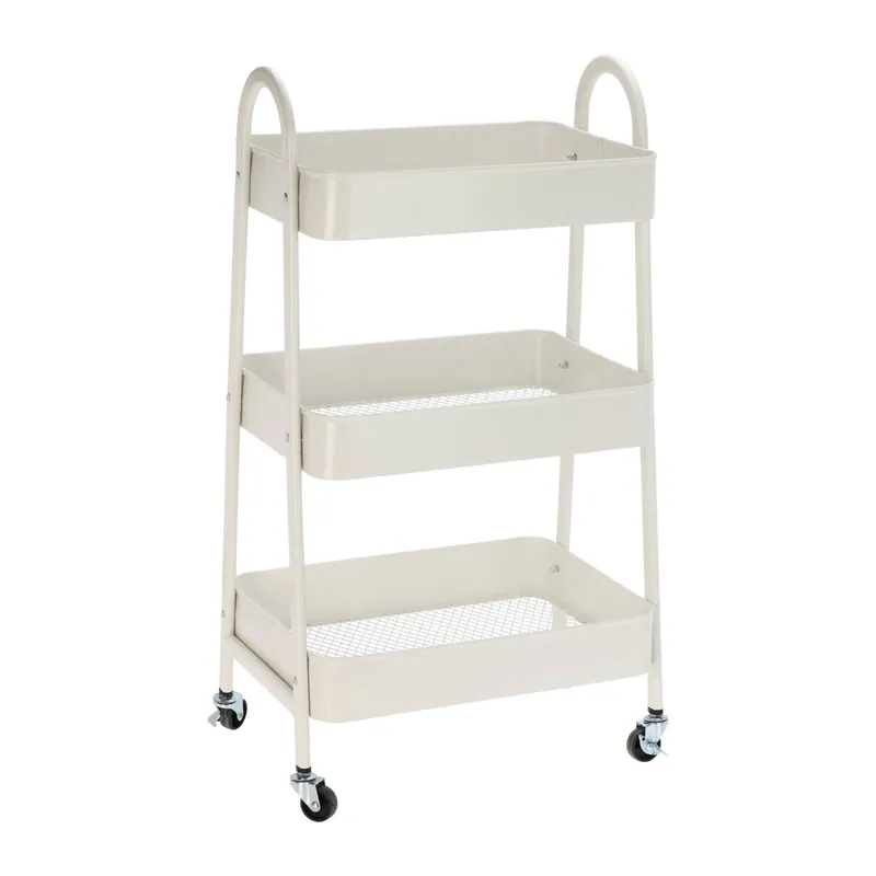 Well Home Carro de cocina blanco con 3 cestas y ruedas H.79,5cm - Muebles