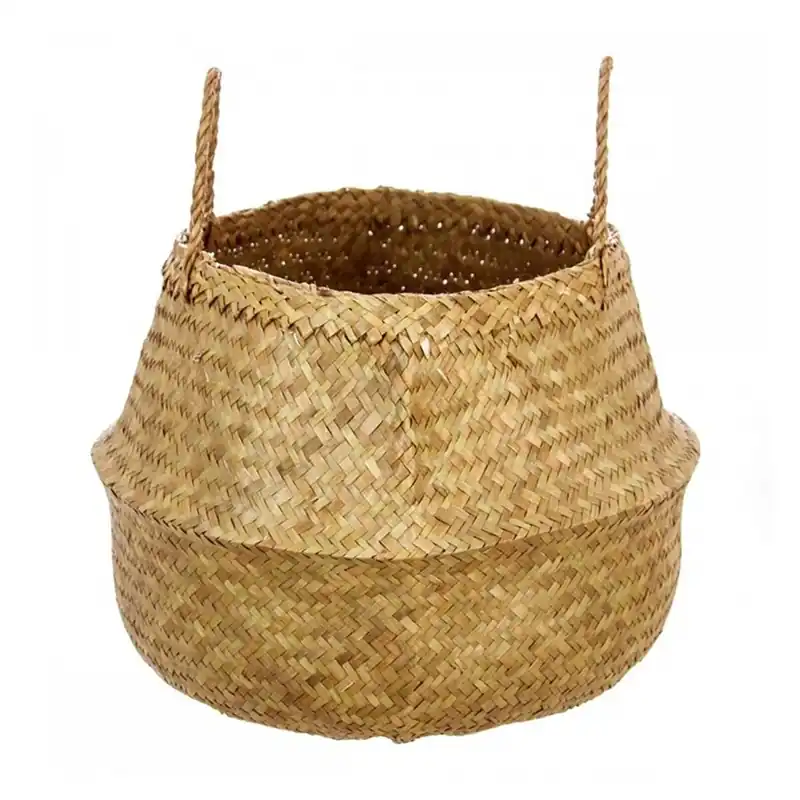 WELL HOME - Cesta plegable de caña natural de 43,5x29 cm