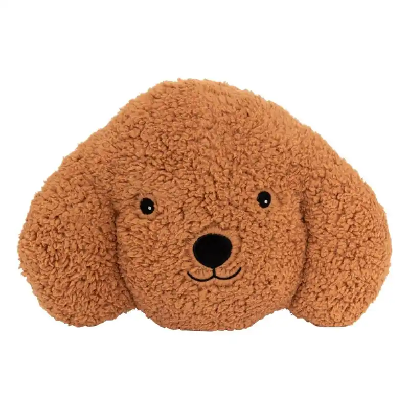 Well Home Cojín decorativo Cabeza de perro Scott Bouclé en color Marrón 40x40cm 100% Poliéster - Textil