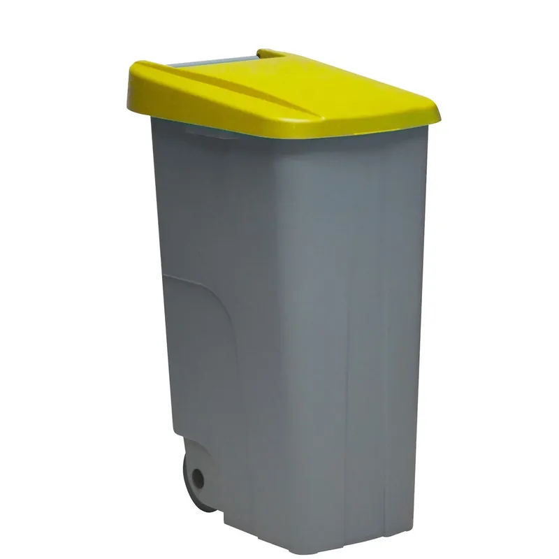 Well Home Contenedor Reciclo 85 litros Cerrado, Amarillo, 76x57x42 cm - Baño