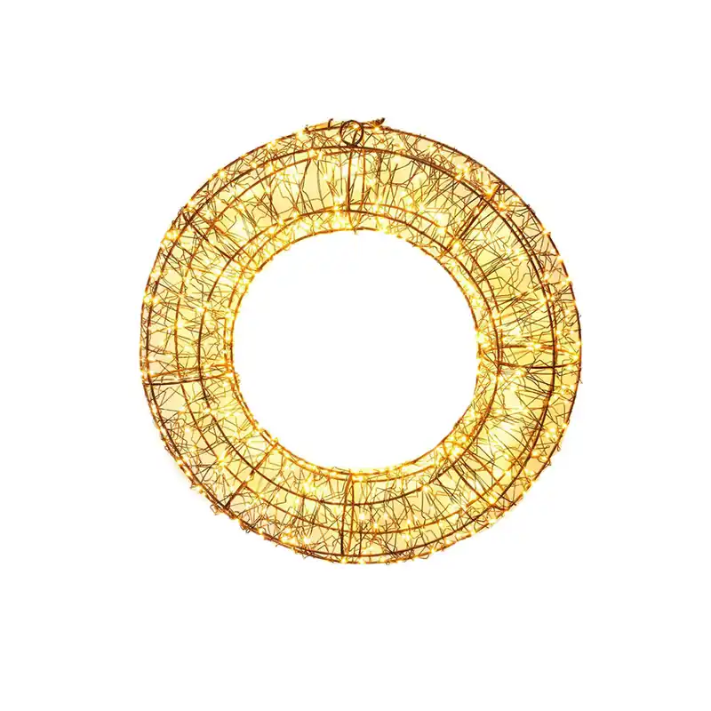 Well Home Corona Luminosa con 500 Luces LED blanco cálido marco de Metal Ø38cm - Decoración