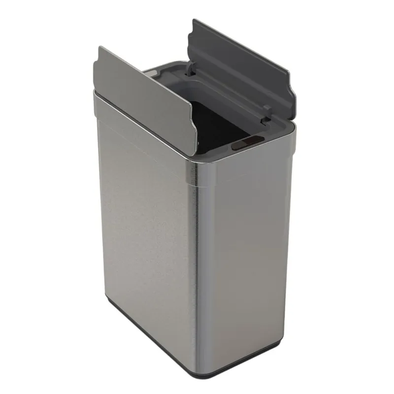 Well Home Cubo de Basura de 70L color Metálico en Acero inoxidable con Apertura de Alas y Sensor automático H. 77cm - Baño