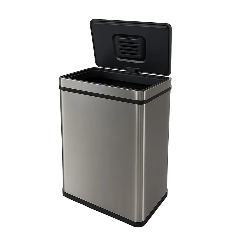 Well Home Cubo de Basura de 70L color Metálico en Acero inoxidable con Sensor automático y Filtro antiolor H. 78cm - Baño