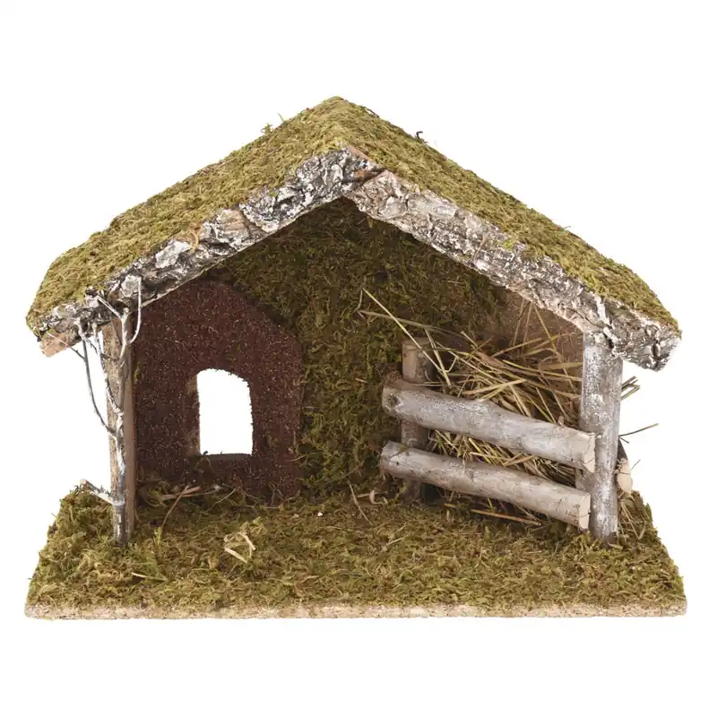 Well Home Decoración Navideña Establo de Madera para el Belén 23x32x17cm