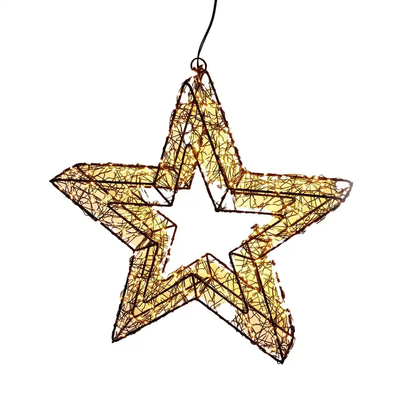 Well Home Estrella Luminosa con 500 Luces LED y marco de Metal 38x38x8cm - Decoración