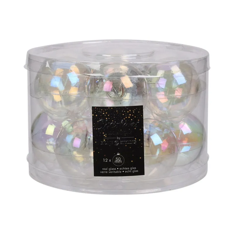 Well Home Juego de 12 Bolas de Navidad color Plateado Ø5cm - Brillantes y mate