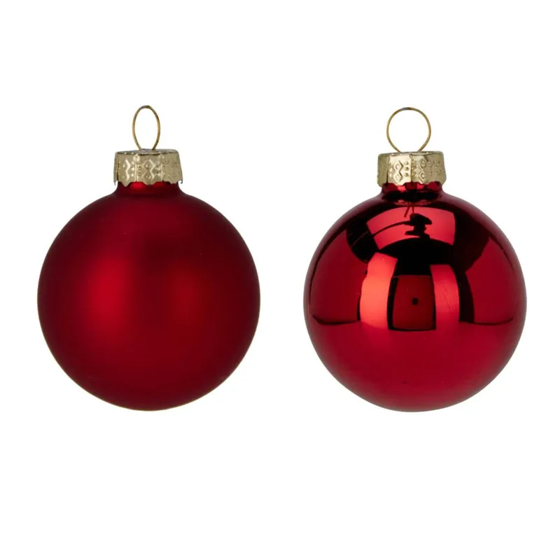 Well Home Juego de 16 Bolas de Navidad color Rojo Ø6cm - Brillantes y mate