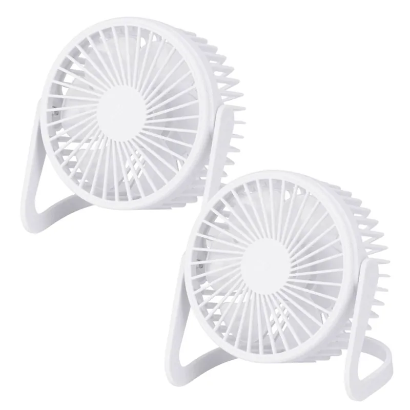 Well Home Juego de 2 Ventiladores de mesa USB Ø14,5x11,5cm en color blanco mate - Electrodomésticos