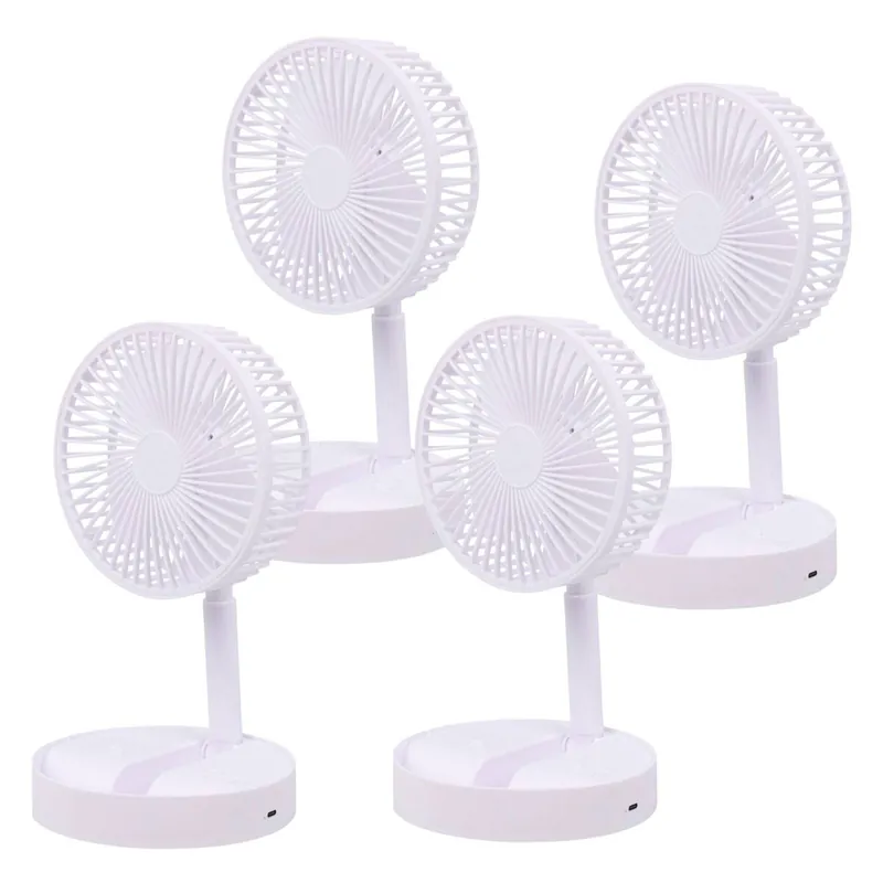 Well Home Juego de 4 Ventiladores USB plegable, Ø16,5cm, 3 velocidades, batería 1200mAh, blanco - Electrodomésticos