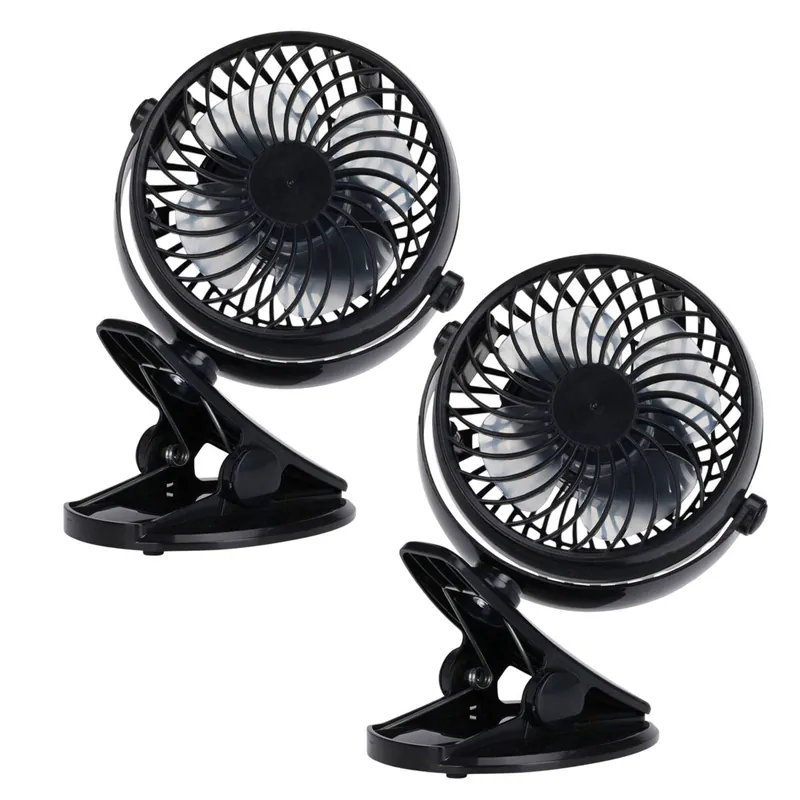 Well Home Juego de 2 Ventiladores con clip, 3 velocidades, batería 1200mAh, negro - Electrodomésticos