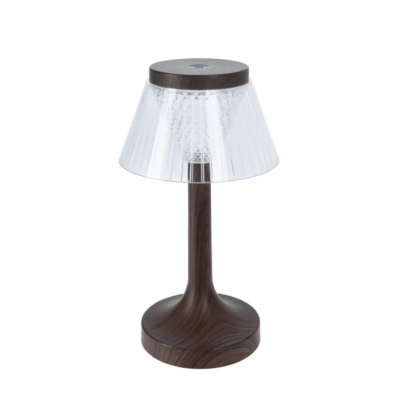 Well Home Lámpara de Mesa LED con efecto madera Recargable Ø15x27,5cm - Decoración