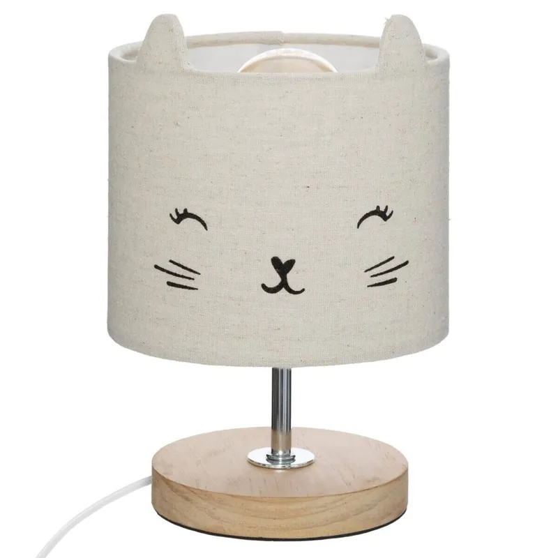 Well Home Lámpara infantil "Gato" en algodón y madera - Decoración