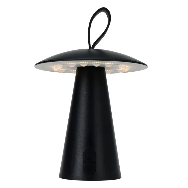 Well Home Lampara sobremesa recargable negra Ø15x17cm - Decoración