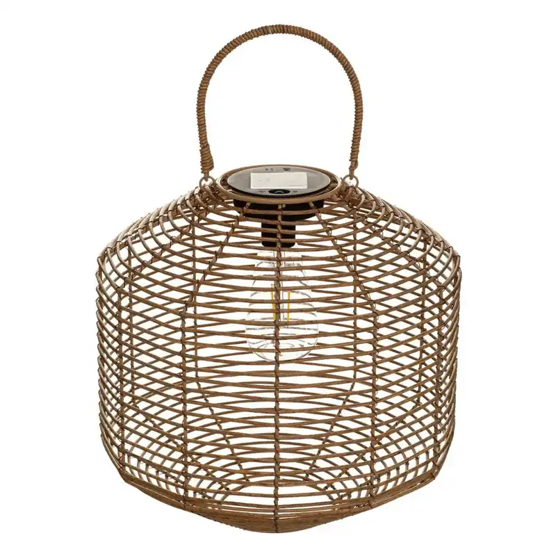 WELL HOME - Lámpara solar de ratán color beige